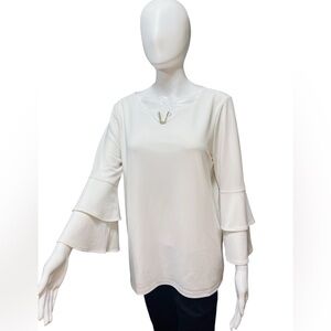 Calvin Klein White Bell Sleeve Blouse Long Sleeve See Measurements For Sizing